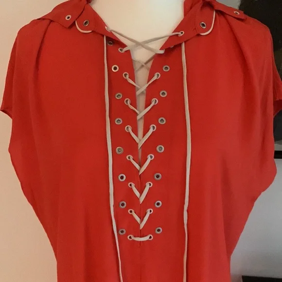 rag & bone fire red dirdre hooded dress L - Picture 4 of 10